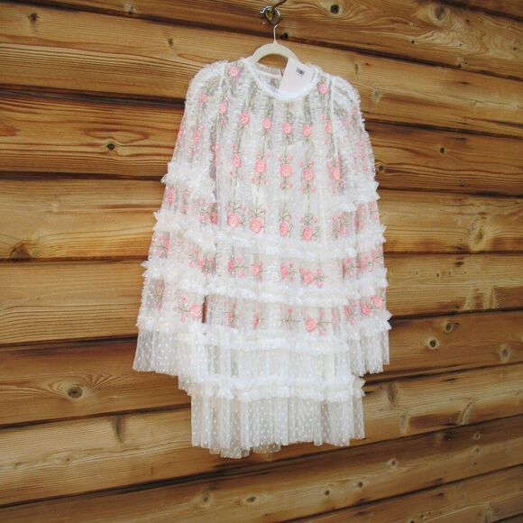 Mac Duggal 8031 Embroidered Flare Sleeve Embroidered Mini Dress - Picture 6 of 14